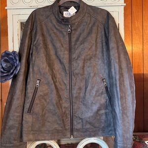 GUESS Ladies Fitted PU  Black Leather Jacket Size Large